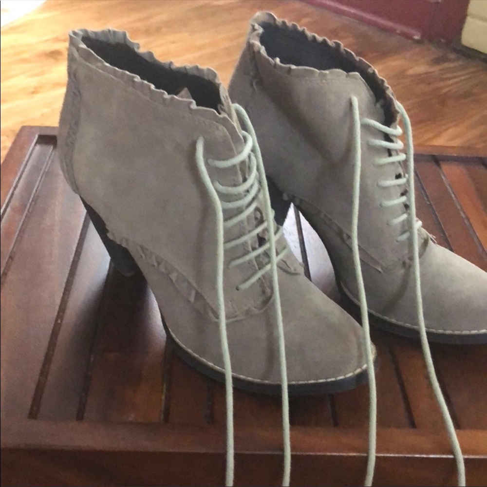 Anthropologie tan / grey booties